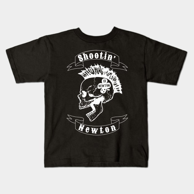 Shootin’ Newton (White Skull) Kids T-Shirt by knightwatchpublishing